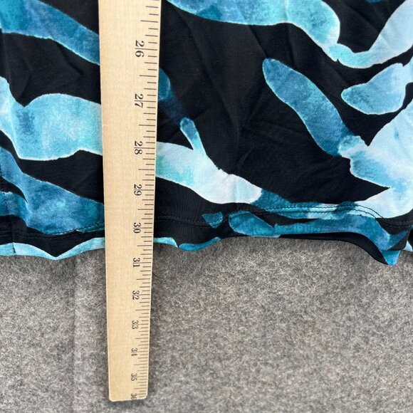 Clara Sun Woo Top Shirt Women 1X Blue Black Abstract Zebra Print 3/4 Sleeve Knit - Picture 4 of 9